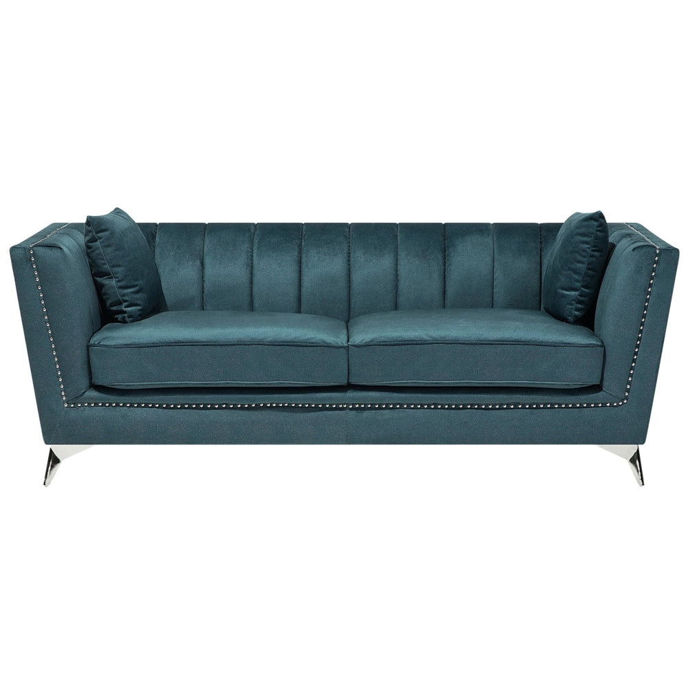 Set di divani a 2 + 3 posti con trapuntatura del pannello di rivestimento della testa del chiodo blu verde acqua