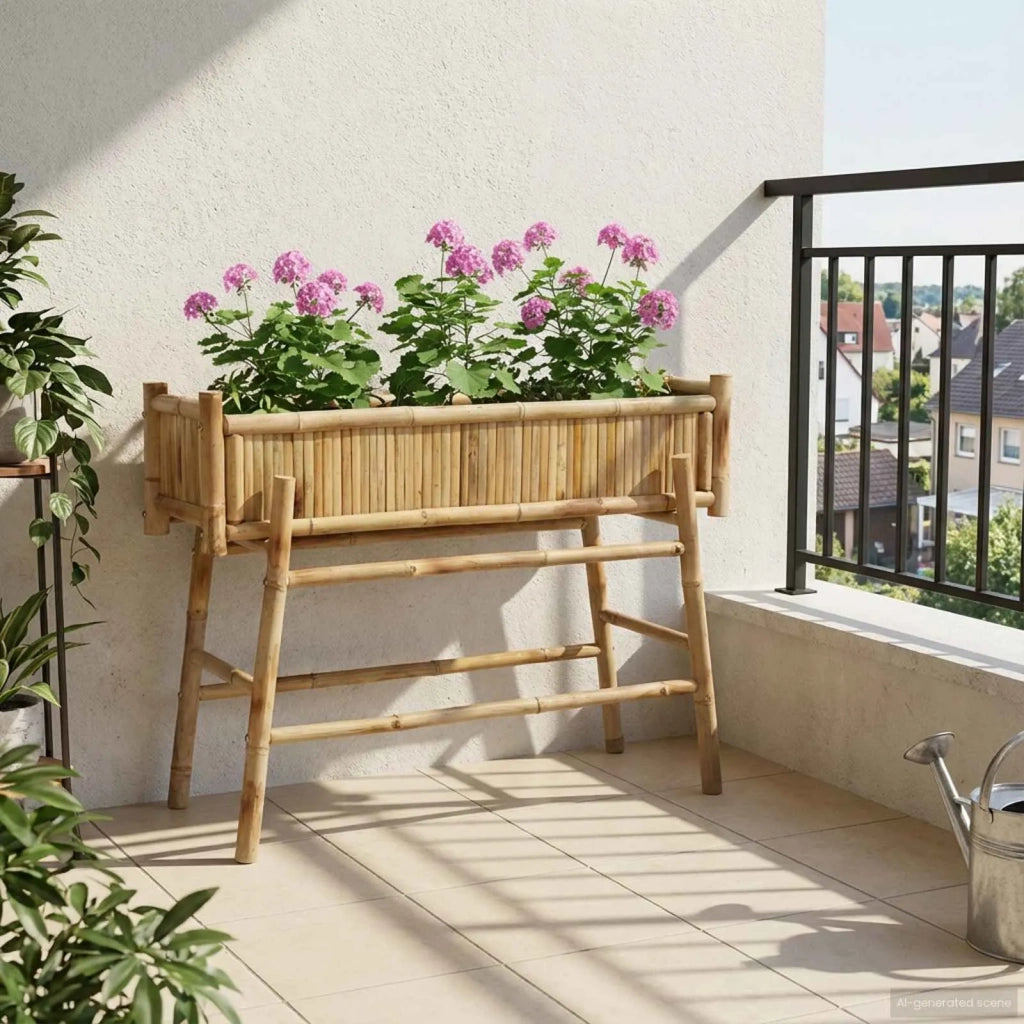 Fioriere | Cassetta per fiori | Vaso da Giardino con Supporto Naturale 100 x 38 x 74 cm Bamb¨´