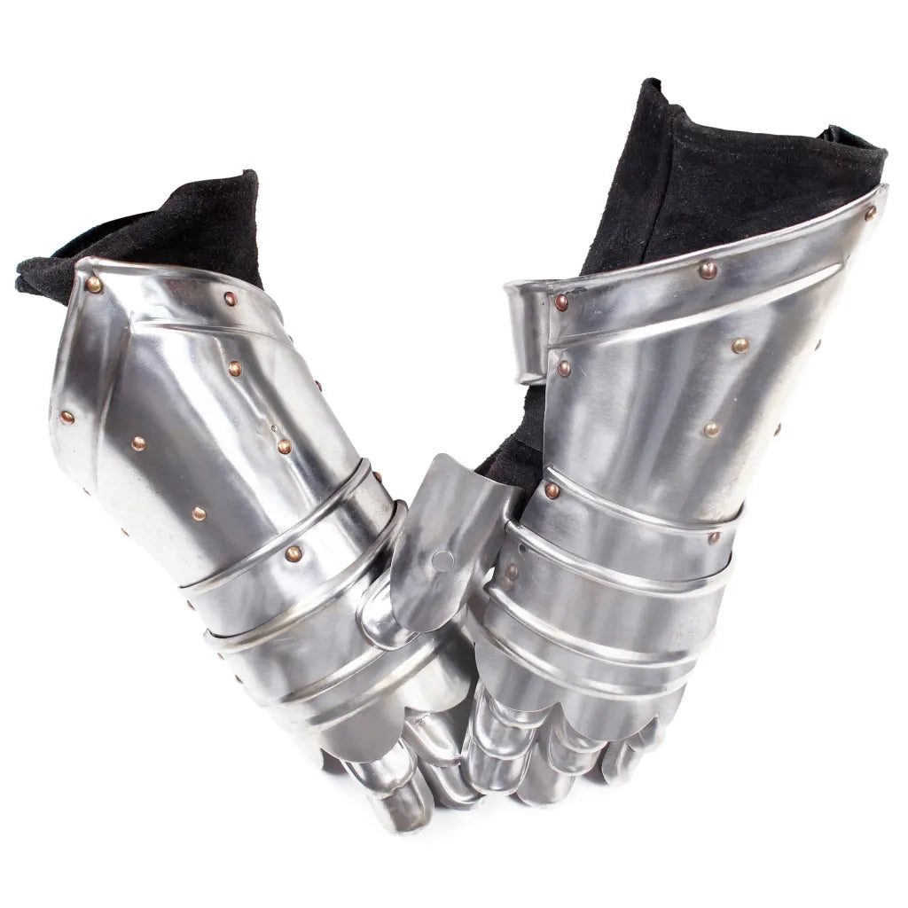 Guanti da Cavaliere Medievale Replica LARP in Argento Acciaio CFW8151943