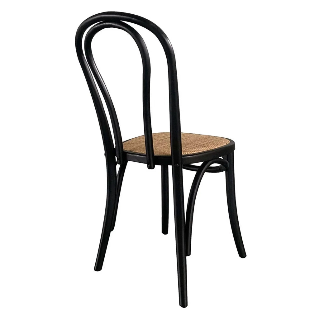 LÚZETE - SEDIA IN LEGNO DI BETULLA NERA CON SEDILE IN RATTAN NATURALE AKIRA