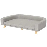 Divano per Cani di Taglia Grande con Cuscino Sfoderabile, in Poliestere e Legno, 98x67x25 cm, Grigio
