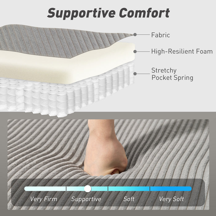 Divano Letto Moderno a U 282x140x86 cm con 2 Chaise Longue e Vani Contenitore Velluto a Coste Grigio