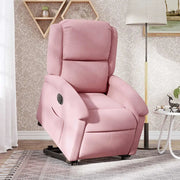 Poltrona Alzapersona Reclinabile Elettrica Rosa in Velluto 3204326