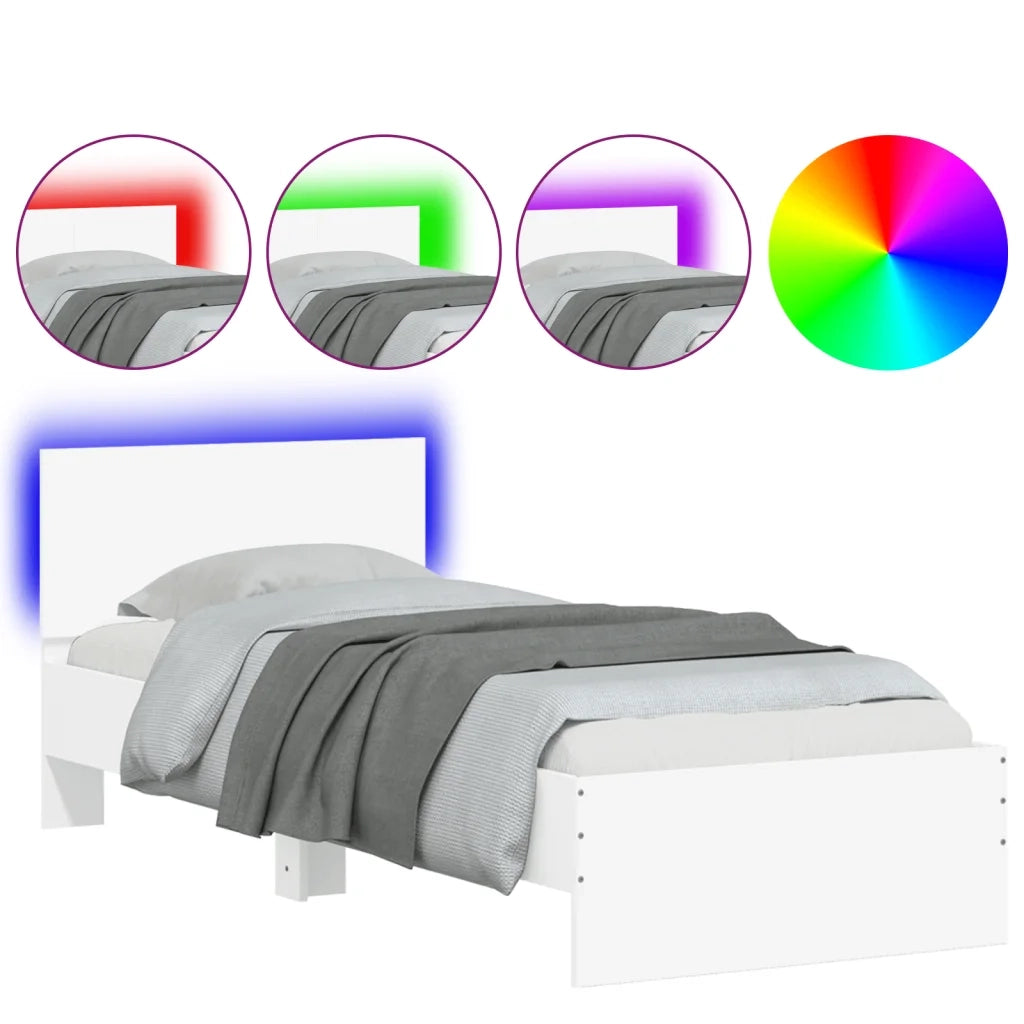 Giroletto con Testiera e LED Bianco 90x190 cmcod mxl 111136