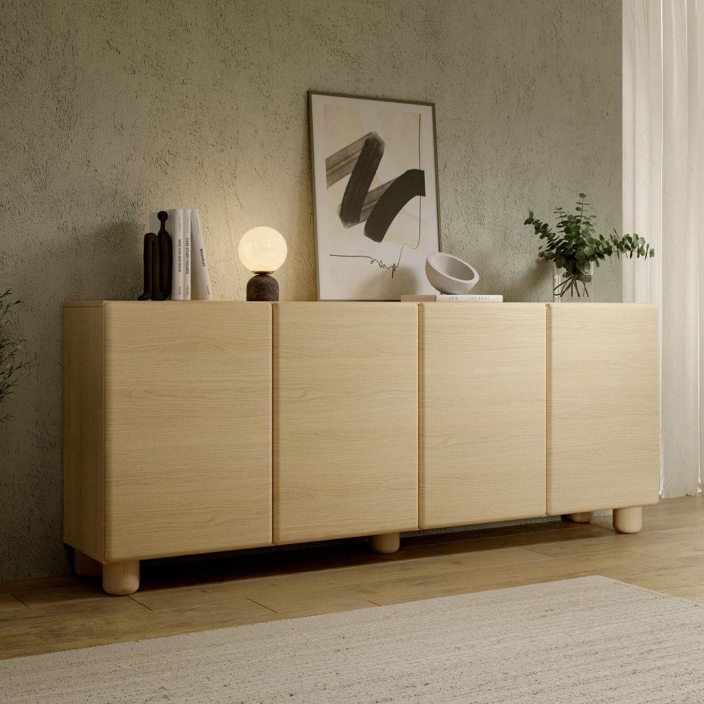 Madia Hamomole, Credenza 4 Ripiani, 200x38x80h cm Marrone Rovere