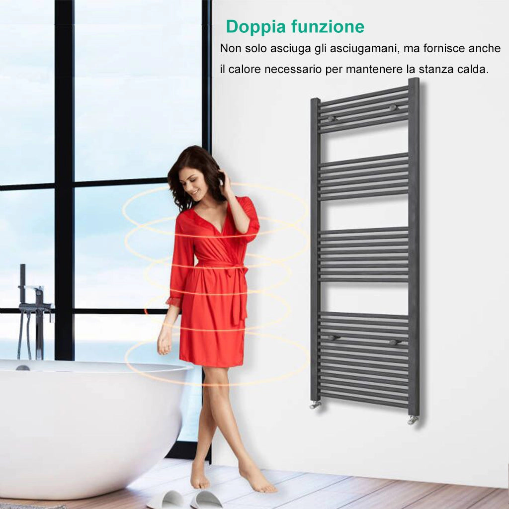 Termoarredo Bagno Scaldasalviette Acciaio al carbonio Termosifone Antracitico 800x600mm