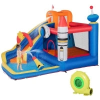 Gioco Gonfiabile per Bambini 3-8 Anni a tema Spazio con Borsa, 11 Paletti e Toppe Inclusi, 340x270x227 cm