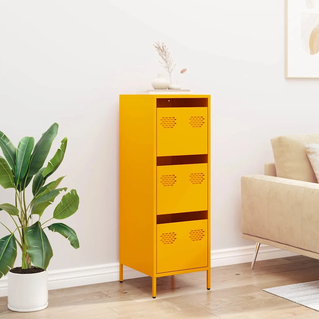 Credenza Giallo Senape 39x35x103,5 cm in Acciaio