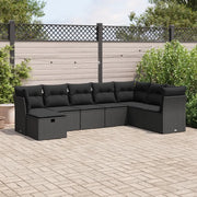 Set Divani da Giardino con Cuscini 8 pz Nero in Polyrattan