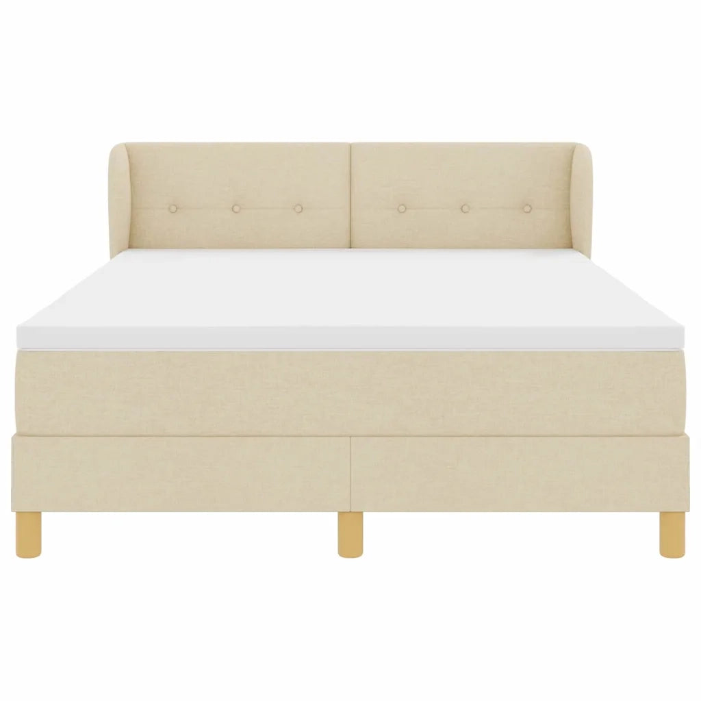 Letto a molle con materasso Crema 140 x 200 cm Tessuto 3340218