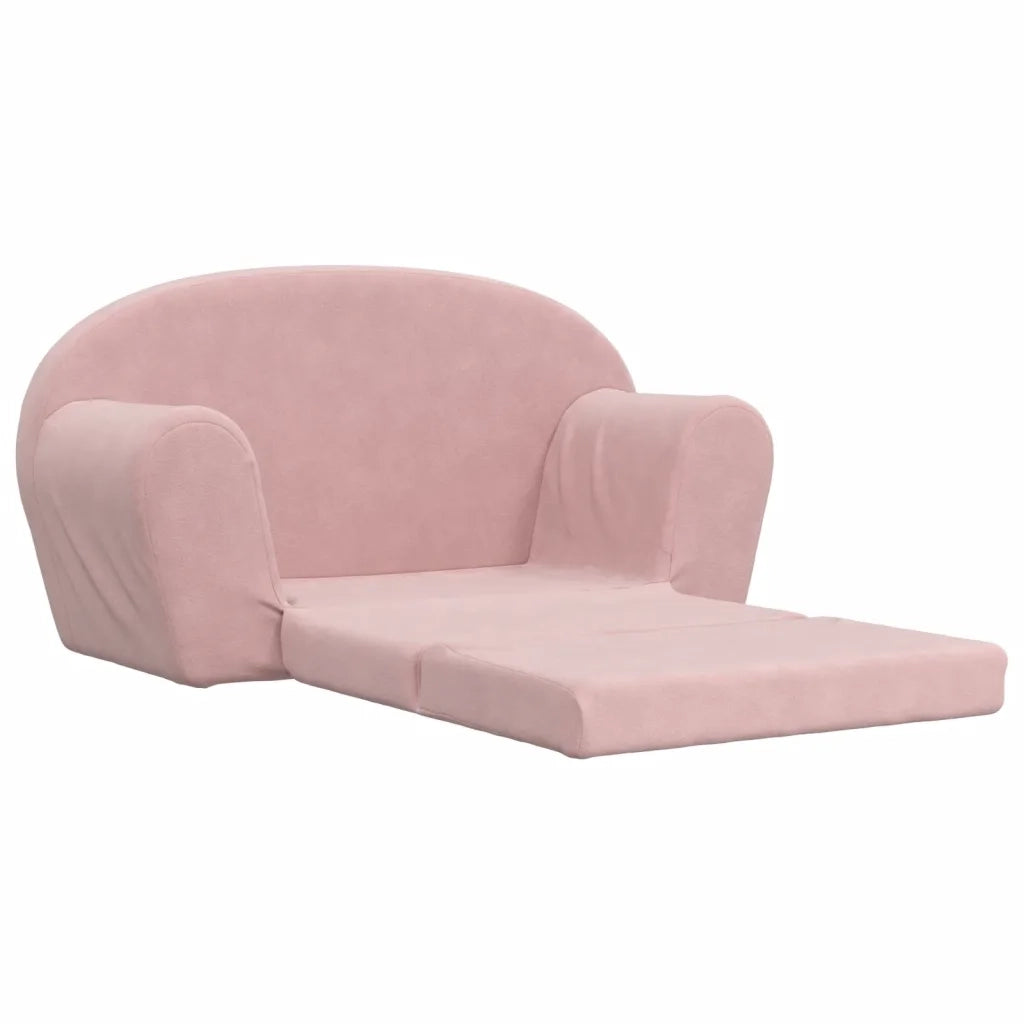 Divano Letto per Bambini a 2 Posti Rosa in Morbido Peluche