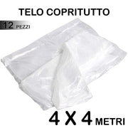 Trade Shop - Set 12 Telo Copritutto Multiuso Protegge Pavimenti Mobili Auto Sedie 4x4m -