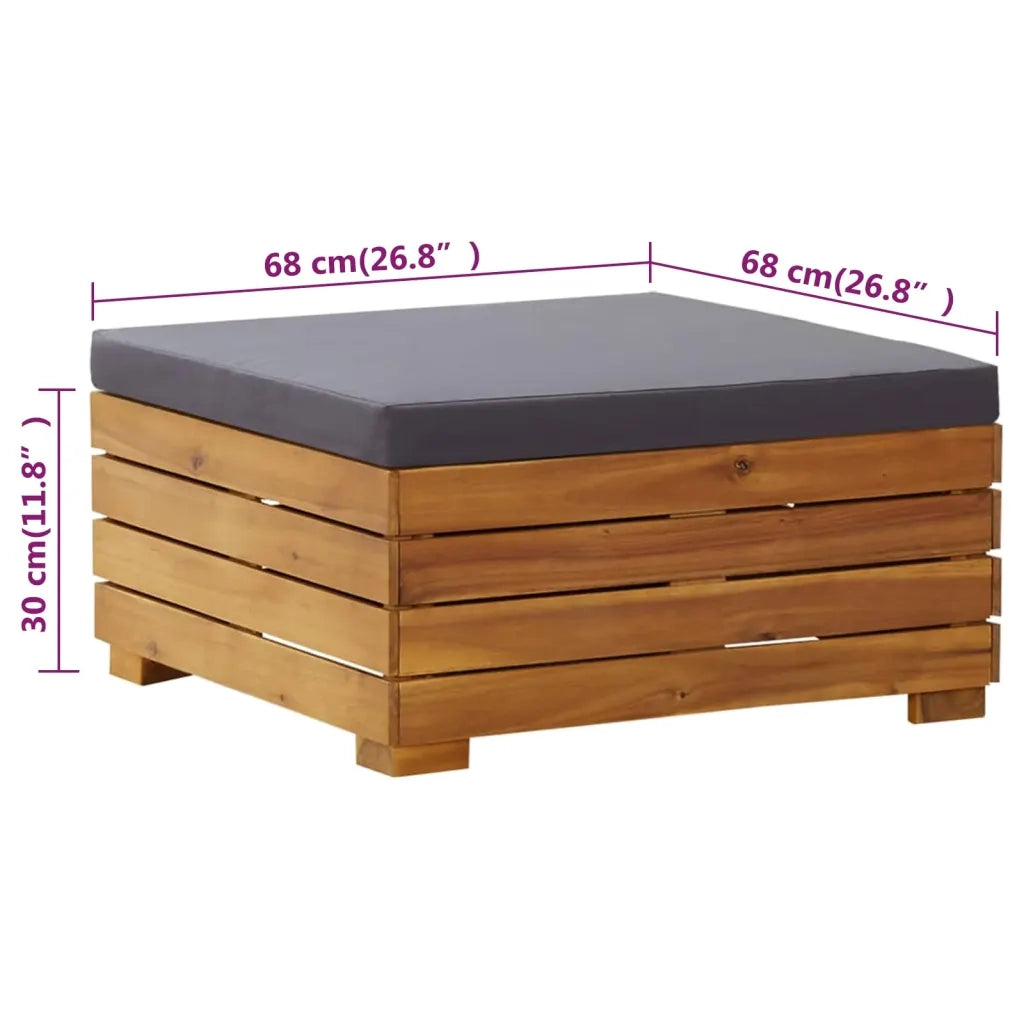 Set Tavolino Poggiapiedi da Giardino Cuscino Massello d'Acacia 316084