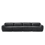 Divano Modulare 4 Posti con Cuscini e Base Antiscivolo; in Peluche; Grigio