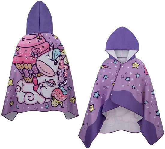 Poncho per Bambini, Asciugamano per Bambini con Cappuccio per Nuoto e Bagni, Secchezza Rapida, Leggero, Blu Scuro
