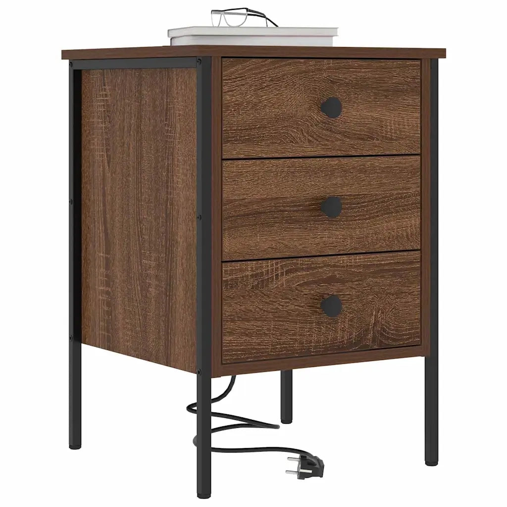 Comodino | Armadio da Notte | Mobiletto da notte con cassetto Rovere Marrone 42 x 41 x 61 cm
