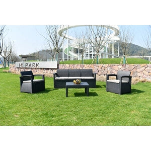 C SET 4 PZ SALOTTO C/DIVANO 3P GRAFITE LOUNGE TRIO