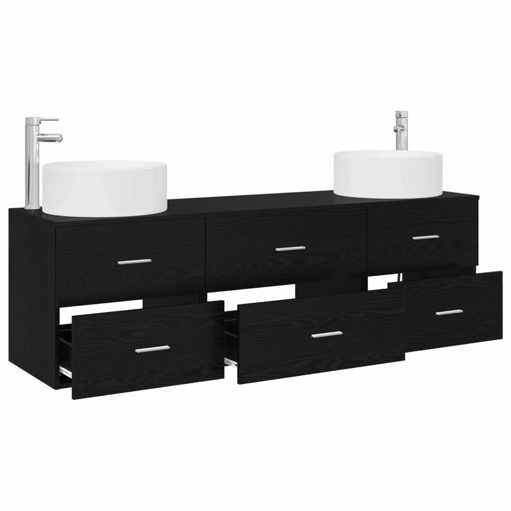 Set di mobili per il bagno 3 pz Nero 161,5 x 44,5 x 80 cm 3405940