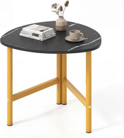 Tavolino da Salotto con Ampio Piano, Struttura Triangolare in Metallo e Piedini Regolabili, Tavolino da Caffè in Legno per Soggiorno, Camera da Letto e Studio, 60 X 59 X 50 CM (Nero)