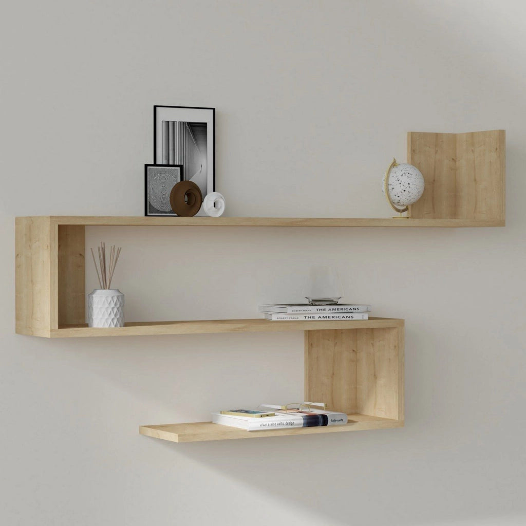 Massello, Mensola 3 Ripiani, 120x20x71h cm Marrone Rovere