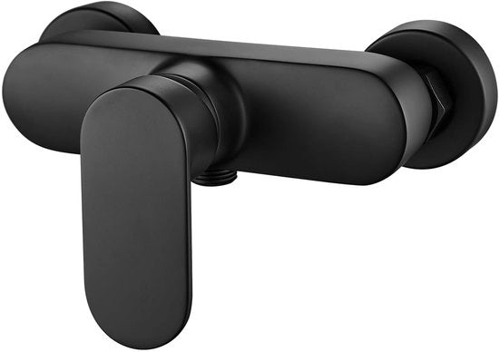 Douchekraan a Parete con Regolazione Termica - Robusto in Ottone - Finitura Matte Nera