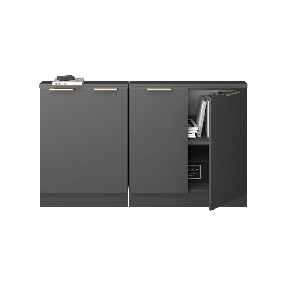 Set di mobili sottotetto Rion Antracite-oro/Antracite 140 cm Set di 2 Vicco