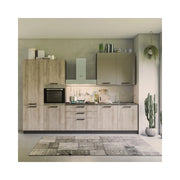 Cucina 330 cm rovere rustico e tortora lucido Durazzo Glam sinistra
