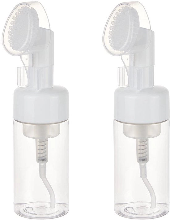 Dispensatore di schiuma 100 ml - Pomp con pennello - Schiuma a base di silicone - Dispensatore liquido - Formato da viaggio - Acquario trasparente - Dispensatore di sapone
