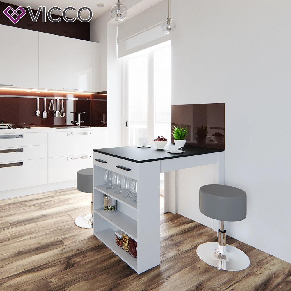 Vicco Set di tavoli da pranzo  Antracite/bianco 67 x 100 cm con 2 sgabelli