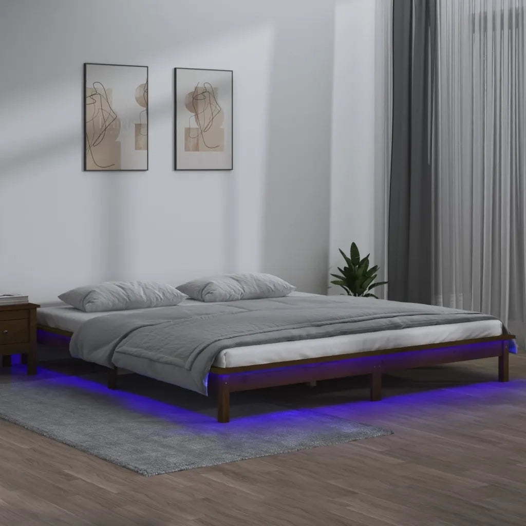 Giroletto con LED senza Materasso Ambra 140x200 Legno Massello 820609
