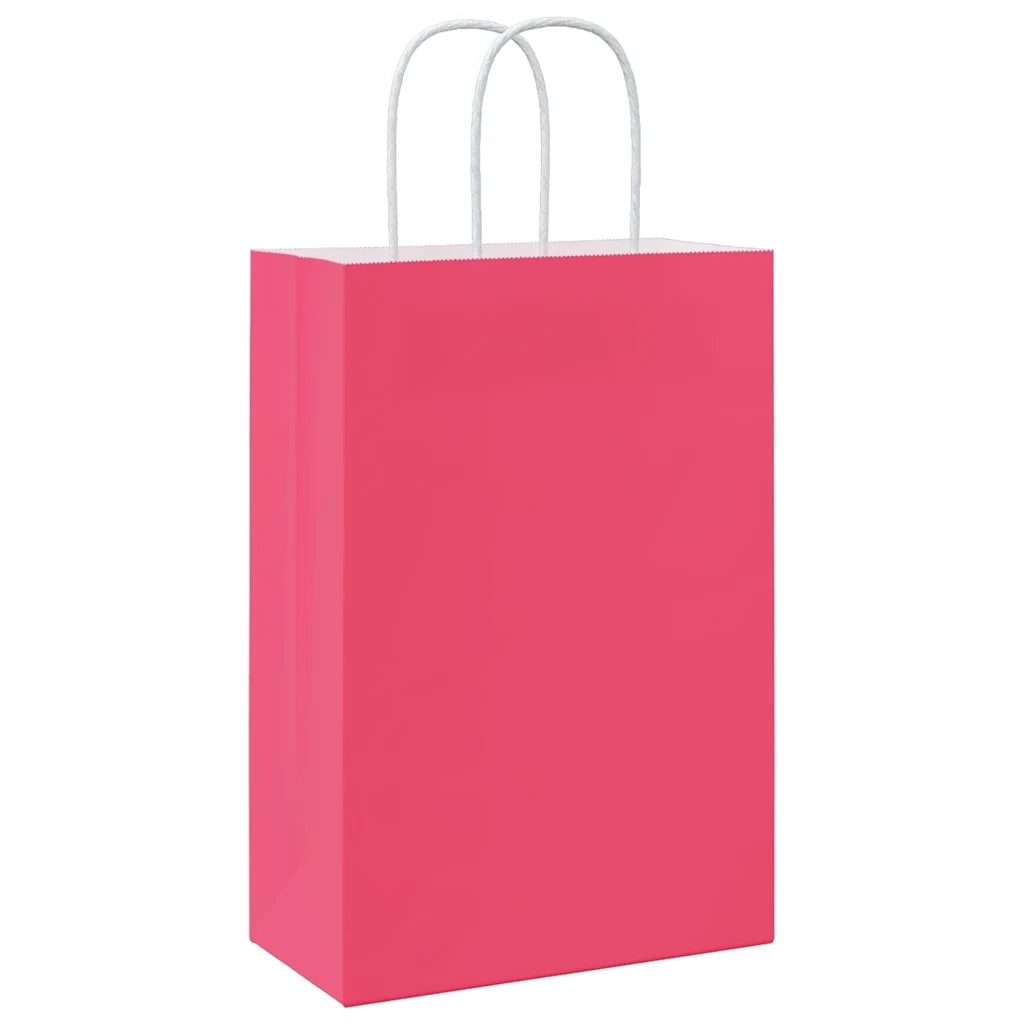 vidaXL Sacchetti di Carta 250 pz con Manici Rosa 21x11x31 cm