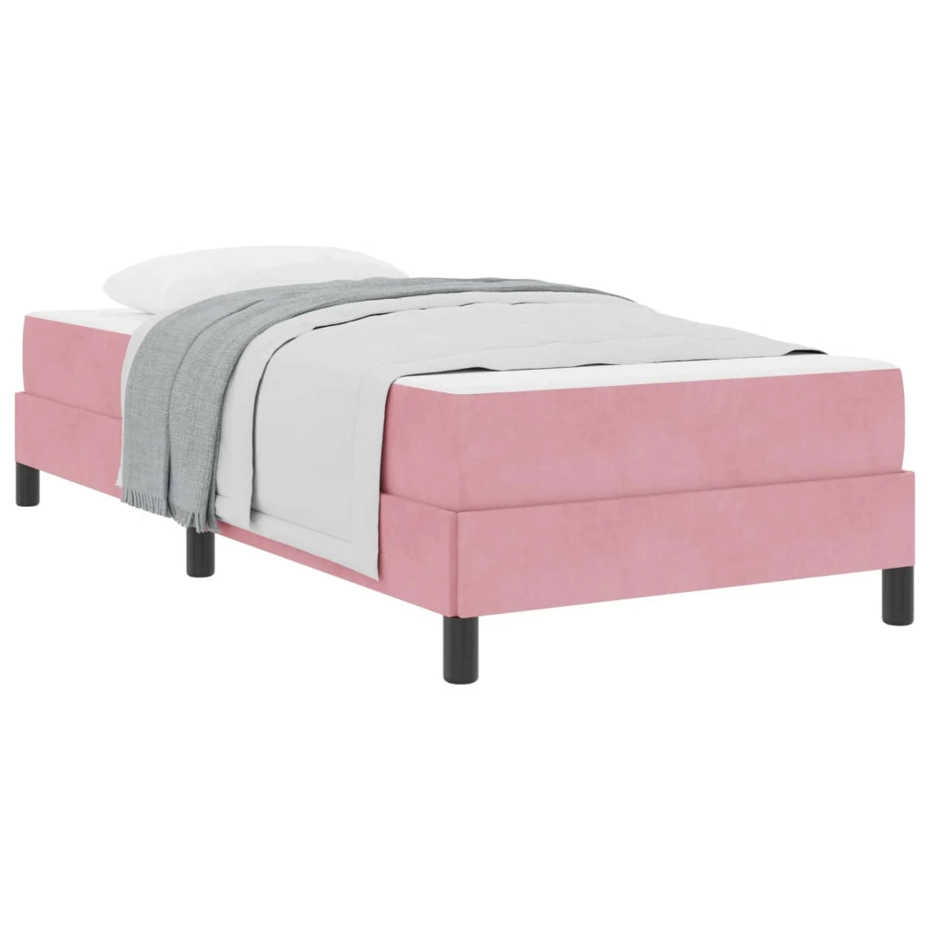 Letto a molle con materasso-Struttura Letto con Materasso Rosa 90 x 190 cm Tessuto
