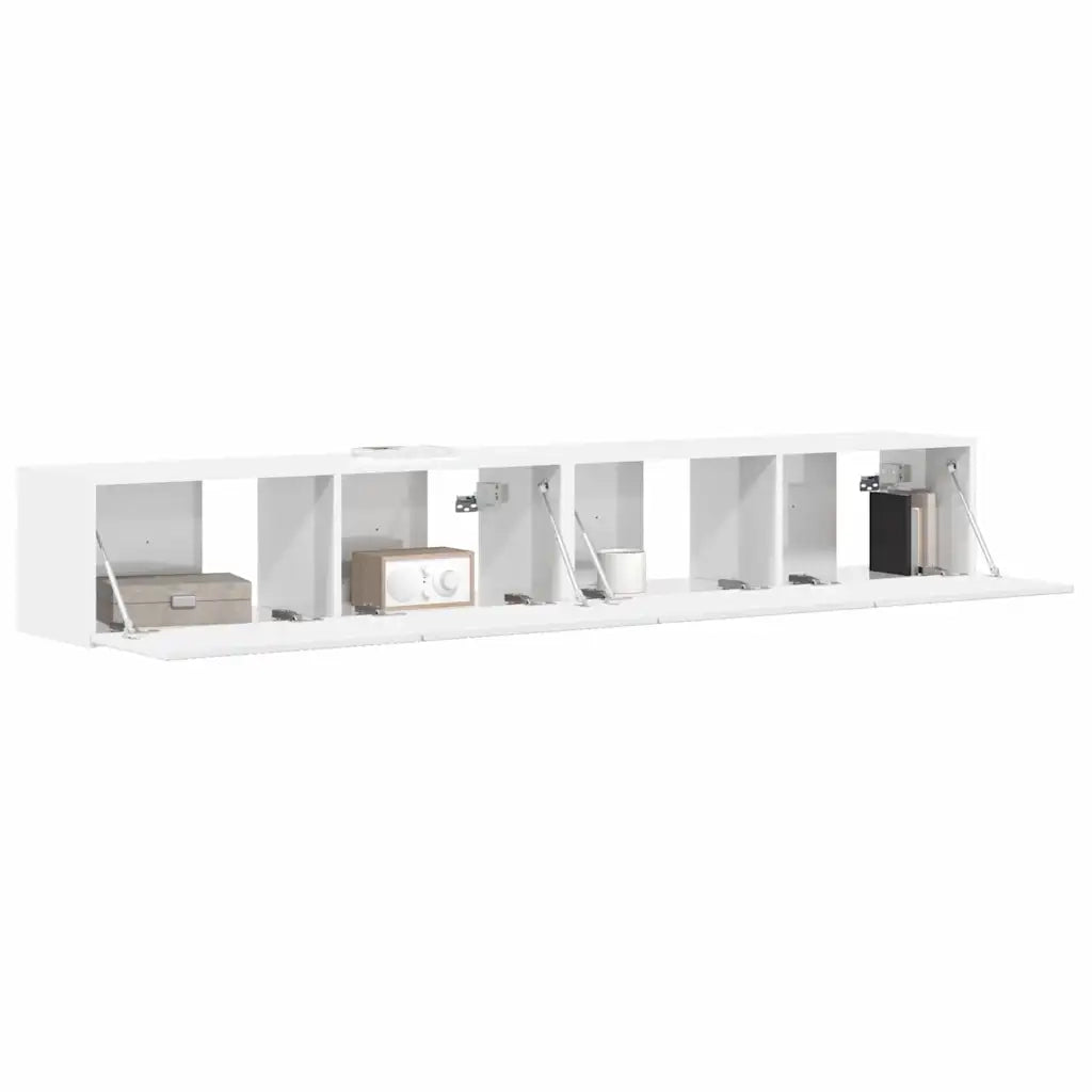 Mobile TV da parete 2 pcs Bianco Lucido 98 x 31 x 29,5 cm 892238