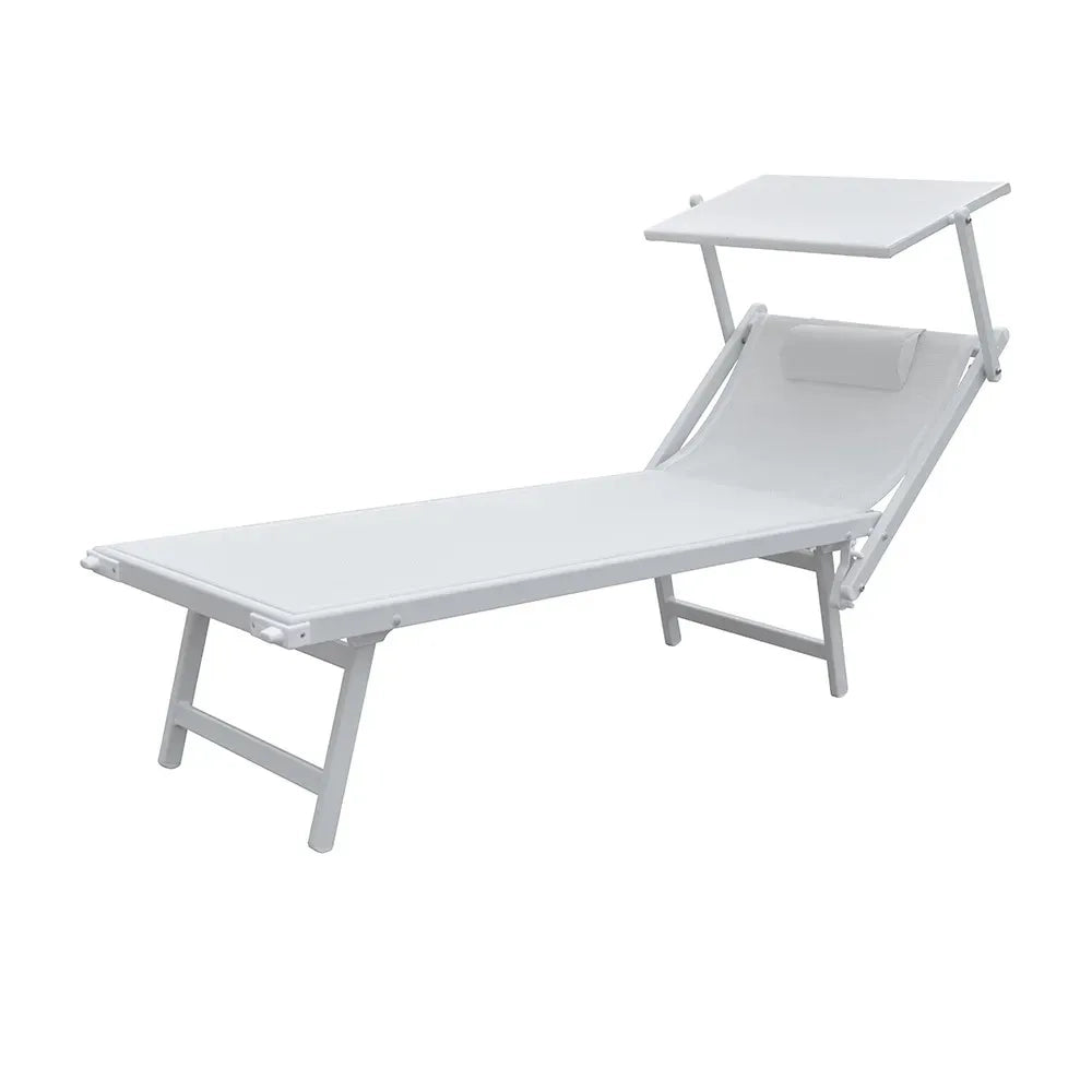 Tempo Style - Lettino Prendisole Bianco con Parasole e telaio bianco