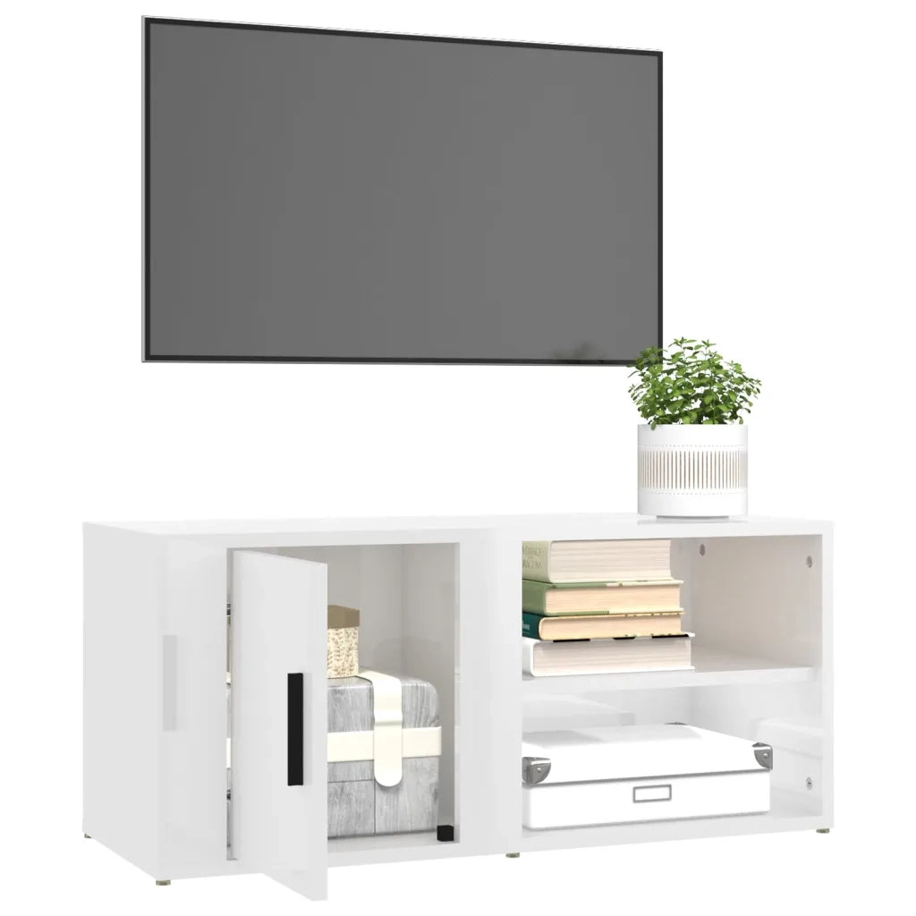 Mobili TV 2 pz Bianco Lucido 80x31,5x36cm in Legno Multistrato