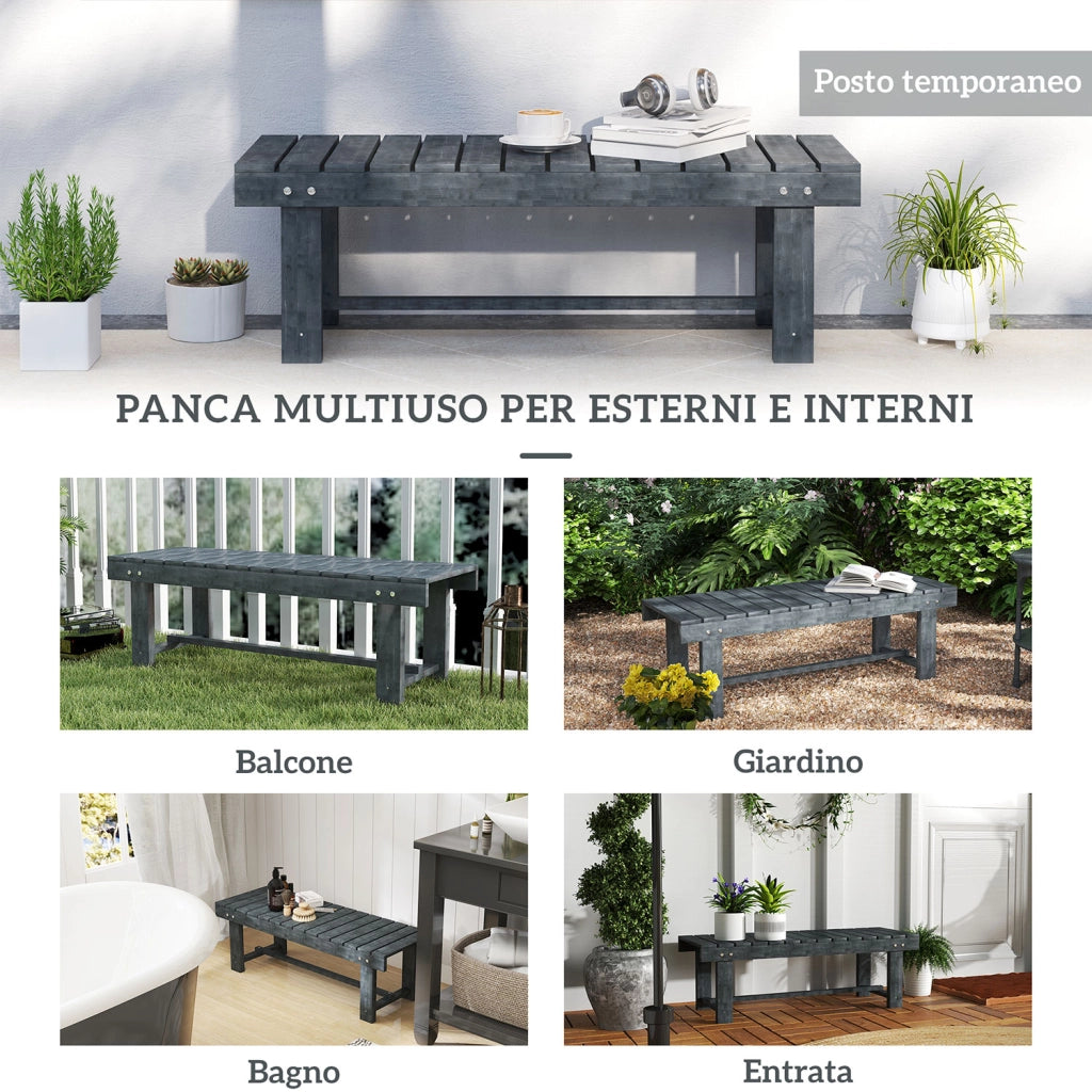 Panchina da Giardino a 2 Posti 110x38x35 cm Impermeabile in Legno di Abete Grigio