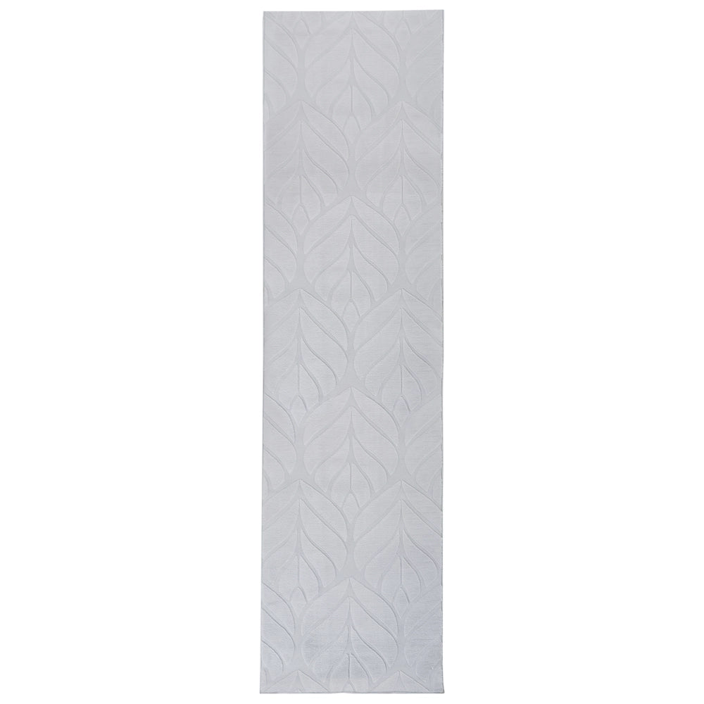 Tappeto da corridoio in pelliccia sintetica di coniglio grigio chiaro in poliestere, 80 x 300 cm, rotondo, morbido, a pelo lungo, motivo a foglie