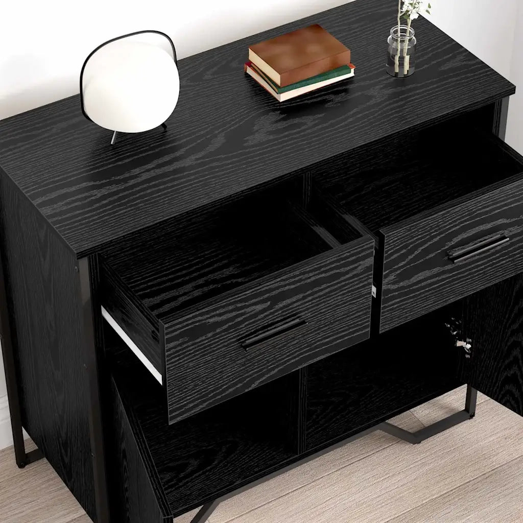 Credenza con cassetto Rovere Nero 79,5 x 35,5 x 74,5 cm 883568