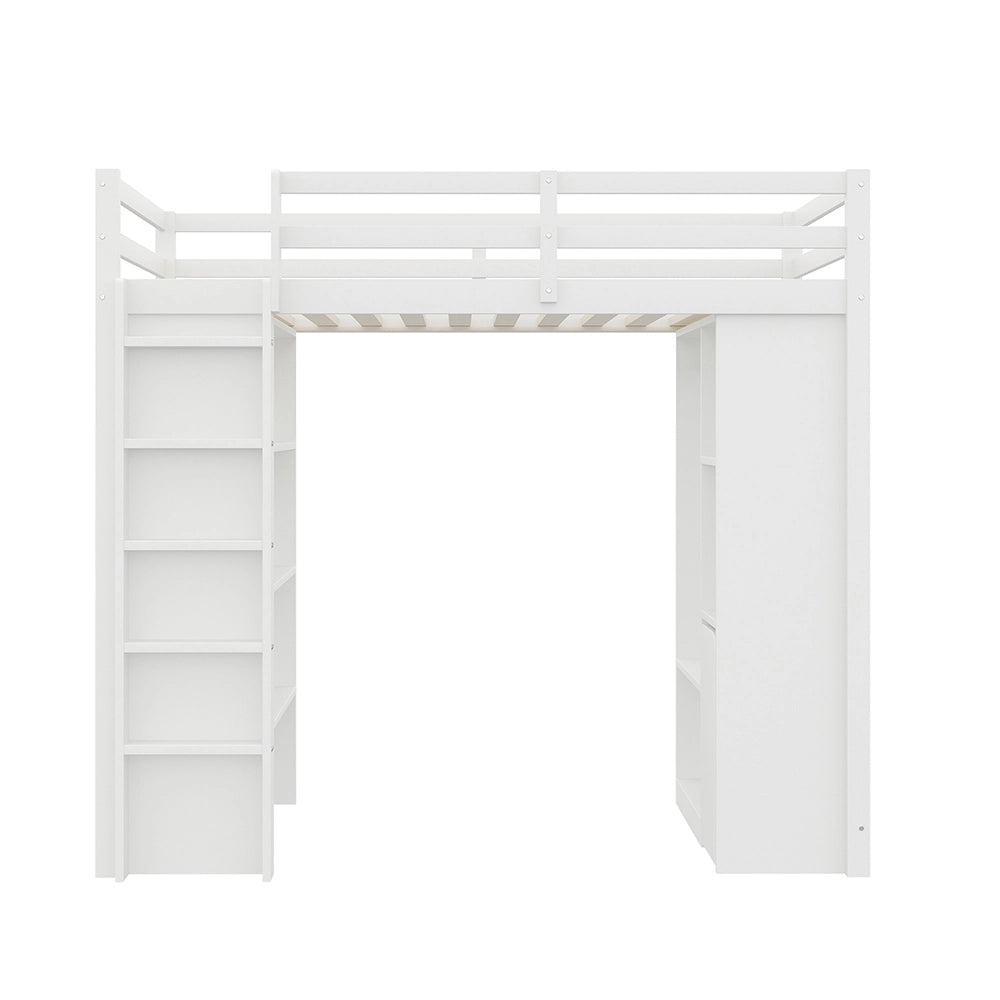 Letto a castello bambini - Xylo - 90x200 cm scaffali bianco