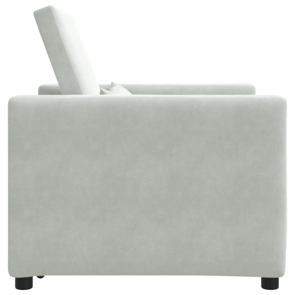Divano letto | Sof¨¤ letto | Letto singolo estraibile singolo con ruote Grigio chiaro Velluto