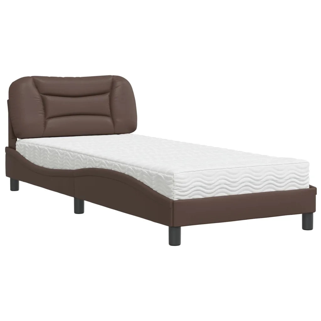 vidaXL Letto con Materasso Marrone 90x190 cm in Similpelle
