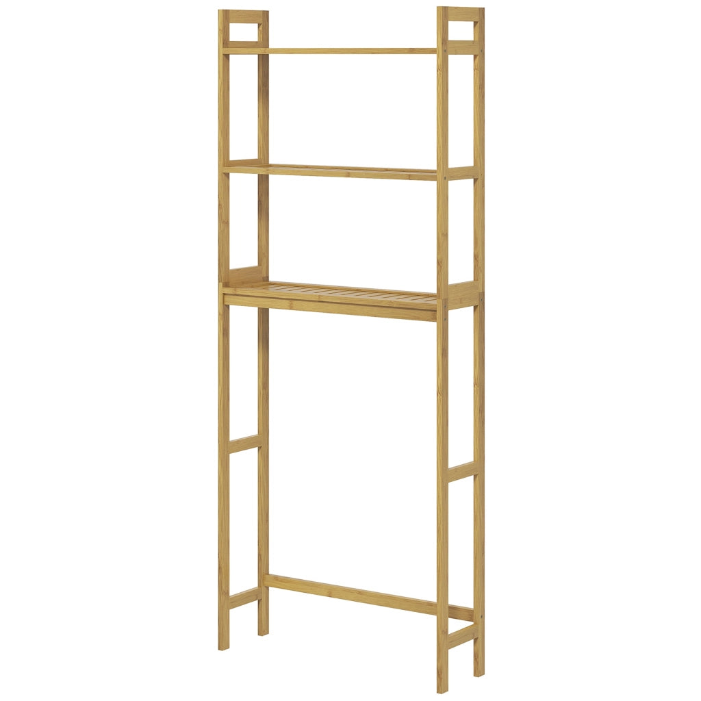 Mobile Sospeso Bagno 3 Ripiani con Antiscivolo ¨C Zephmum ¨C 68x20x165 Legno Naturale
