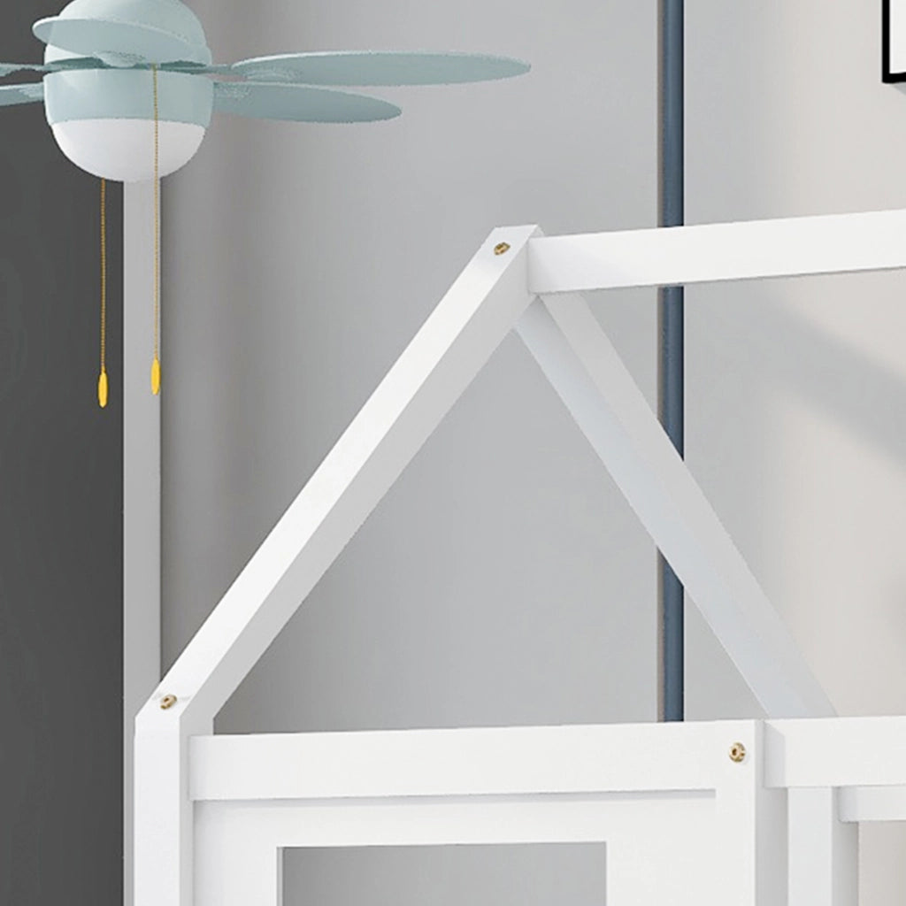 Letto a casa singolo bianco con funzione letto giornaliero e due finestre