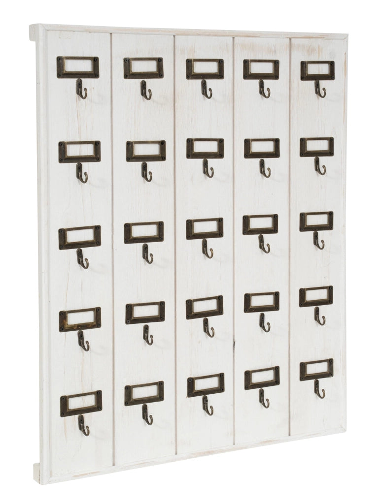 Biscottini Bacheca appendichiavi in legno finitura bianco anticato L49,5xPR4xH60 cm