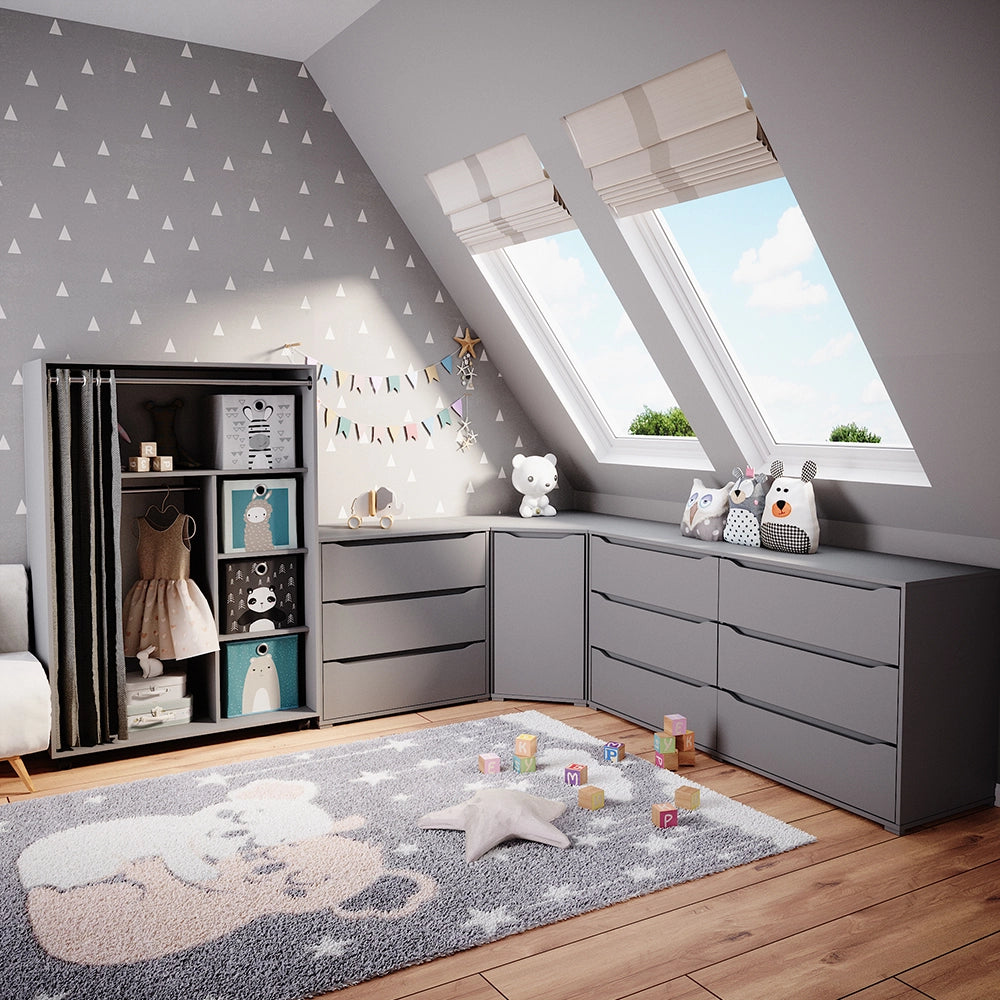 Vicco Armadio multifunzione Grigio 100 x 146.6 cm con box pieghevole
