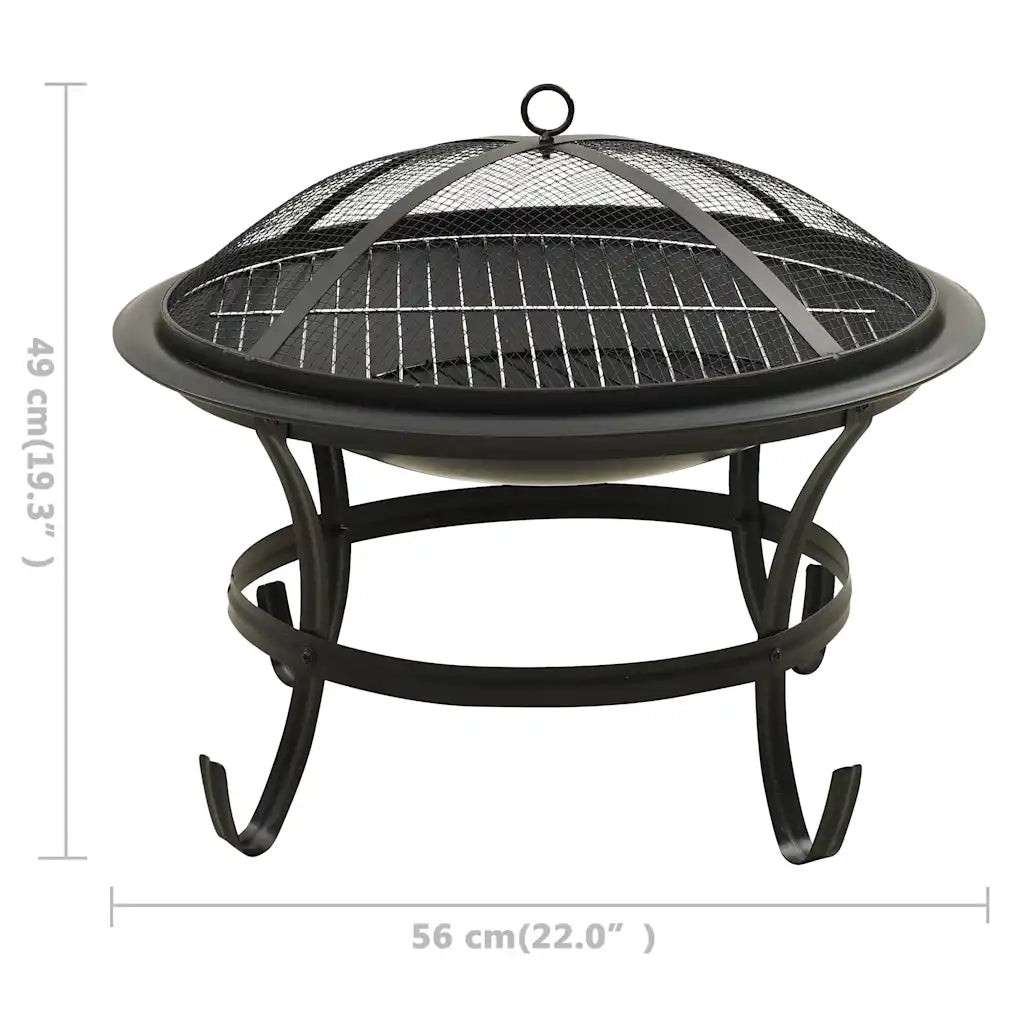 Braciere e Barbecue 2 in 1 con Attizzatoio 56x56x49 cm Acciaio cod mxl 59478
