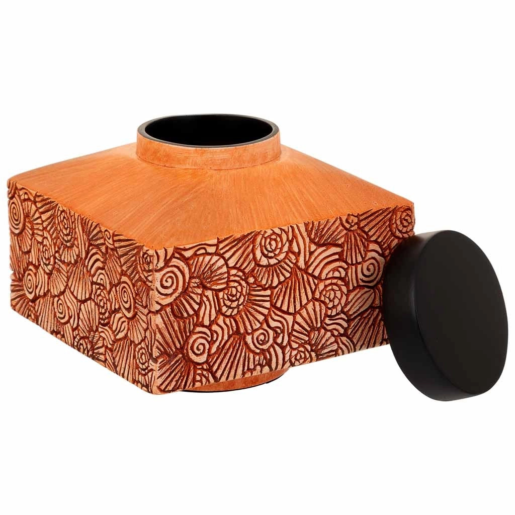 Scatola decorativa in poliresina arancione 16x16x13,5h