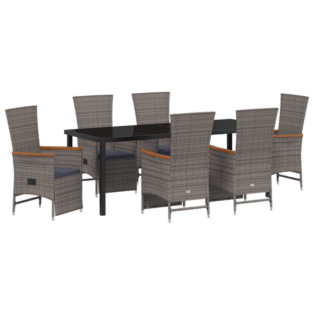 Set da pranzo da giardino da 7 pezzi con cuscini Grigio Rattan PE