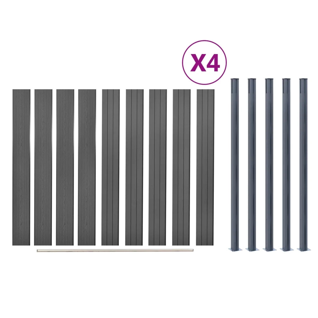 Set Pannello di Recinzione Grigio 699x186 cm in WPC 3211833