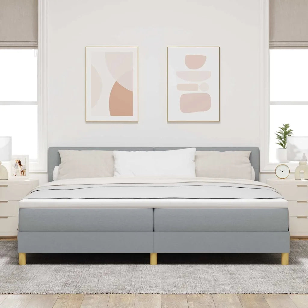 Letto a Sorgente LED Grigio chiaro 200 x 200 cm Tessuto 3342464